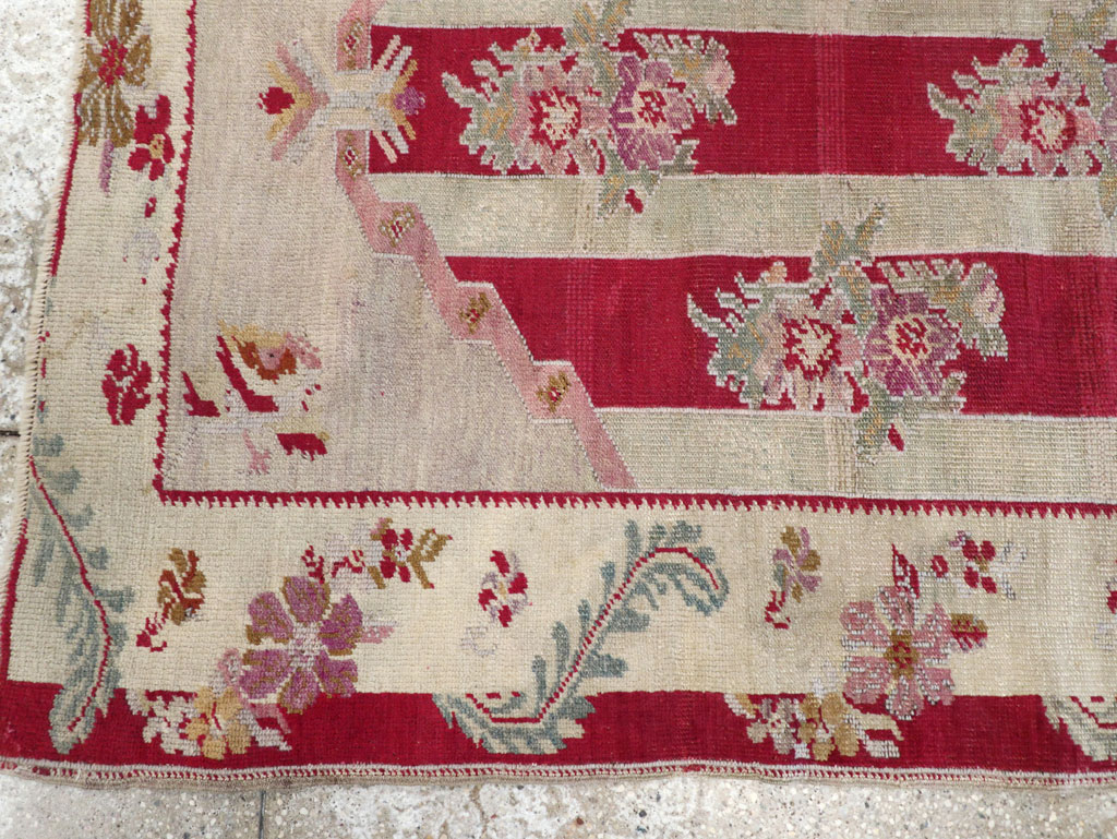 Antique Turkish Ghiordes Throw Rug, No.11327 - Staging