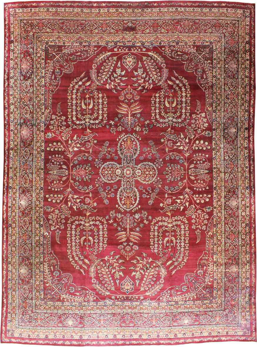 Antique Persian Lavar Kerman Carpet, No.11385 - Staging