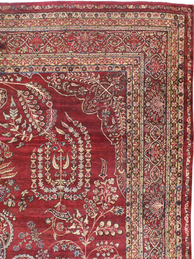 Antique Persian Lavar Kerman Carpet, No.11385 - Staging