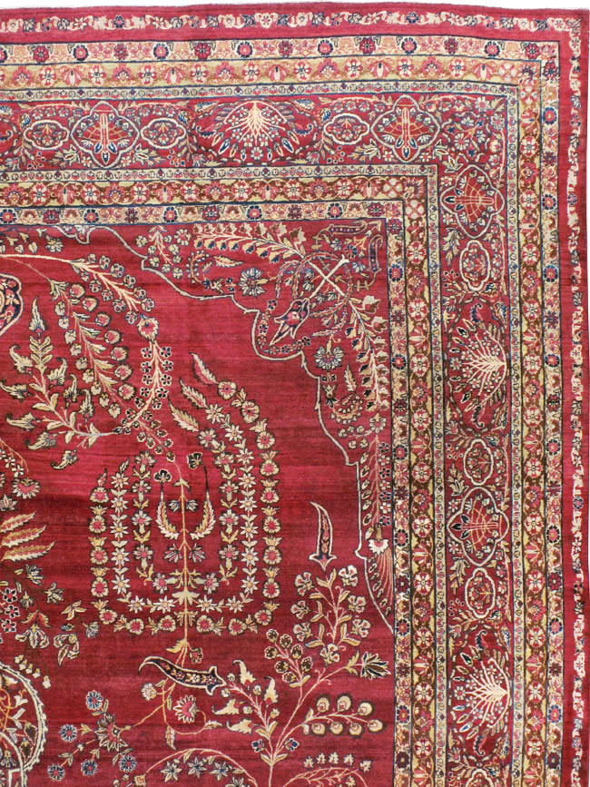 Antique Persian Lavar Kerman Carpet, No.11385 - Staging
