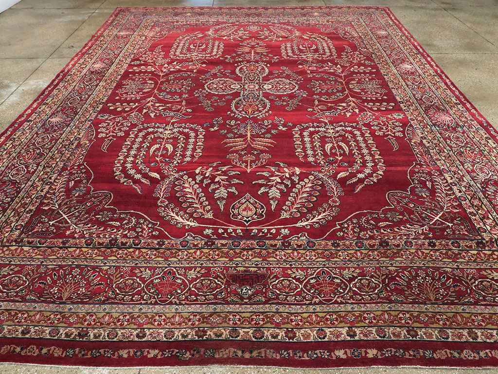 Antique Persian Lavar Kerman Carpet, No.11385 - Staging