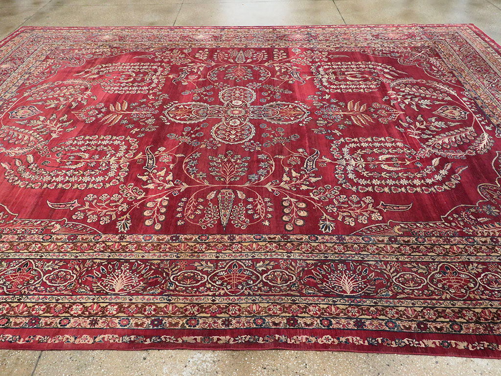Antique Persian Lavar Kerman Carpet, No.11385 - Staging