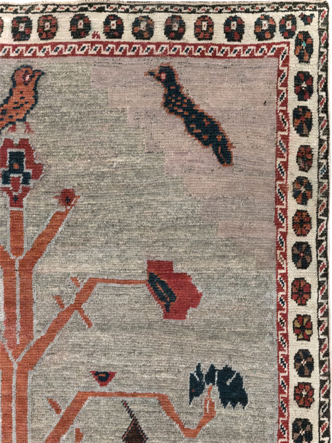 Vintage Gabbeh Pictorial Rug, No.11396 - Staging