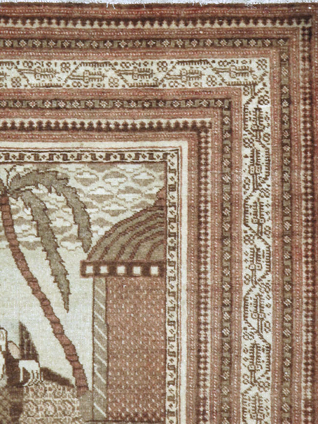 Antique Persian Tabriz Pictorial Rug (Pair: 1 of 2), No.11455 - Staging