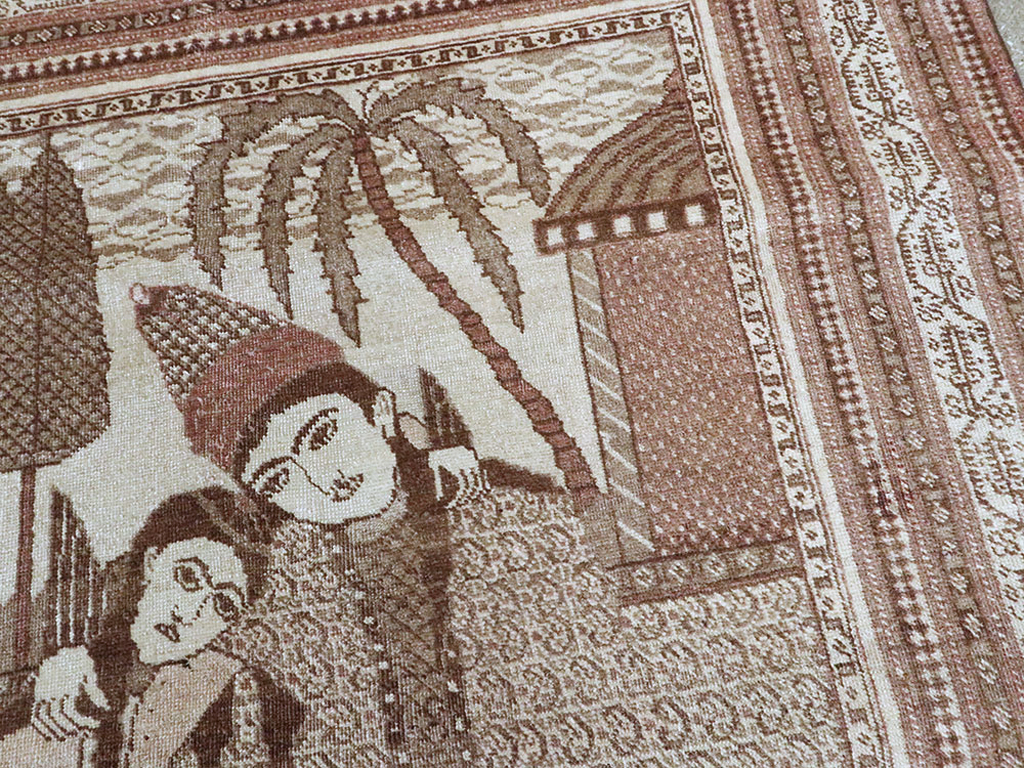 Antique Persian Tabriz Pictorial Rug (Pair: 1 of 2), No.11455 - Staging