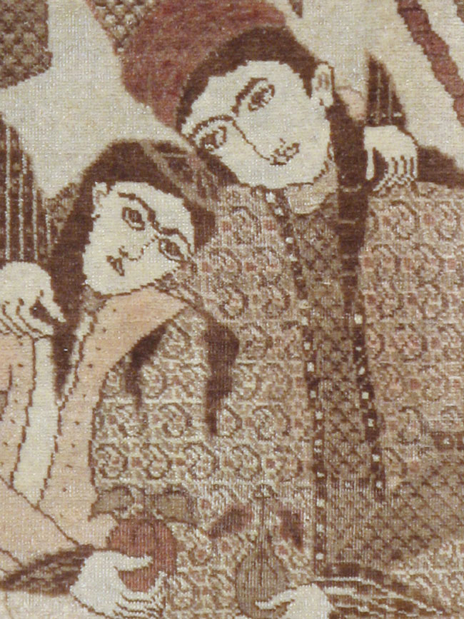 Antique Persian Tabriz Pictorial Rug (Pair: 2 of 2), No.11456 - Staging