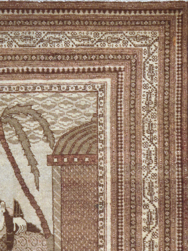 Antique Persian Tabriz Pictorial Rug (Pair: 2 of 2), No.11456 - Staging