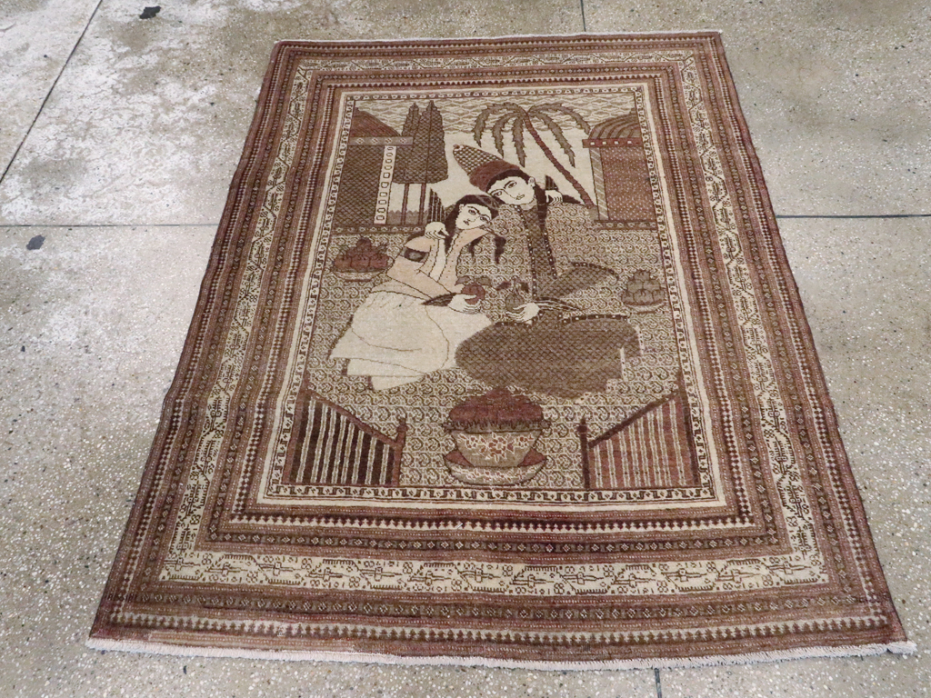 Antique Persian Tabriz Pictorial Rug (Pair: 2 of 2), No.11456 - Staging