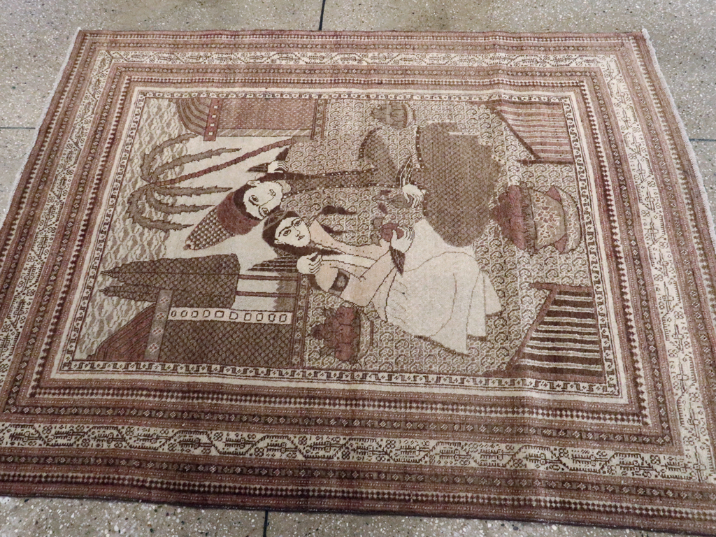 Antique Persian Tabriz Pictorial Rug (Pair: 2 of 2), No.11456 - Staging