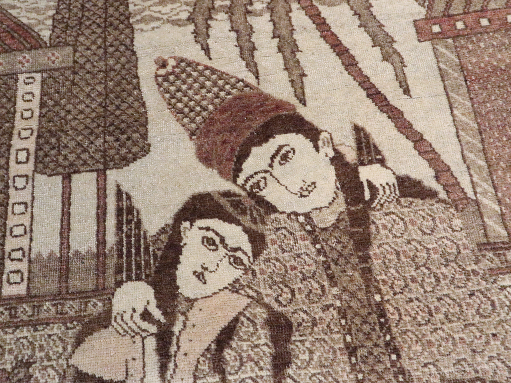 Antique Persian Tabriz Pictorial Rug (Pair: 2 of 2), No.11456 - Staging