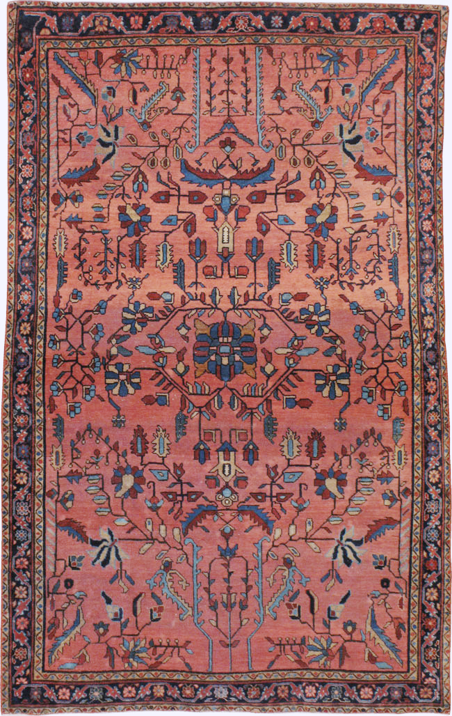 Antique Persian Sarouk Mohajeran Rug, No.11546 - Staging