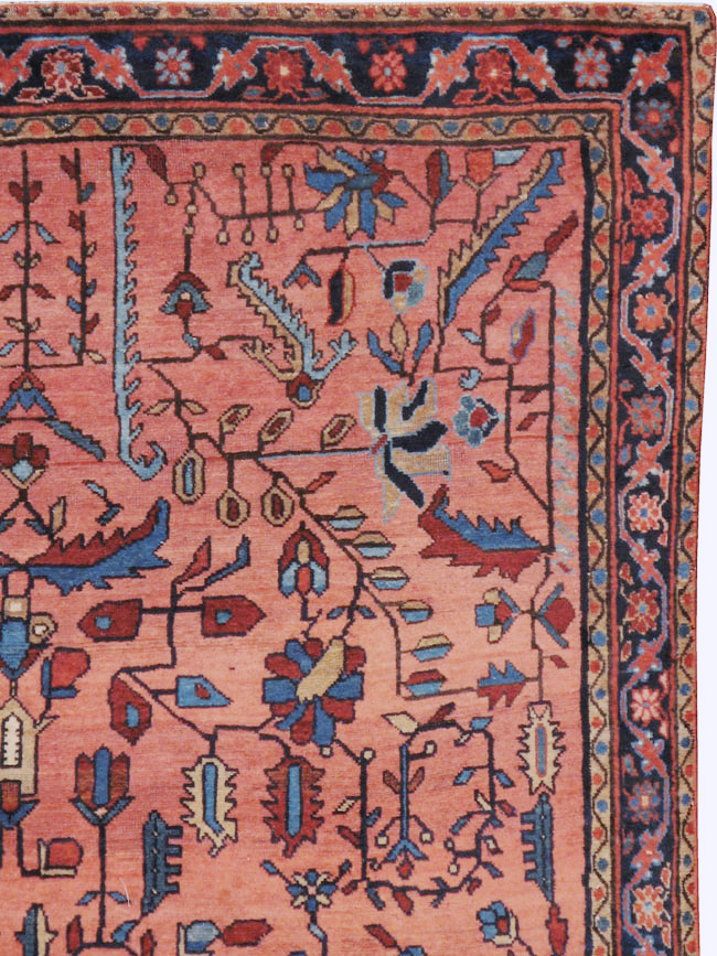 Antique Persian Sarouk Mohajeran Rug, No.11546 - Staging