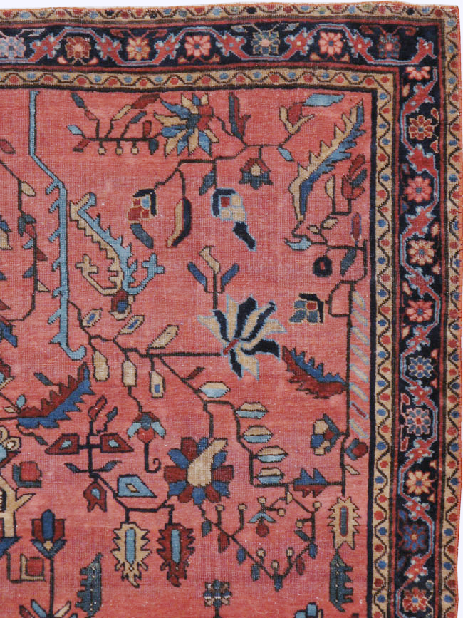 Antique Persian Sarouk Mohajeran Rug, No.11546 - Staging