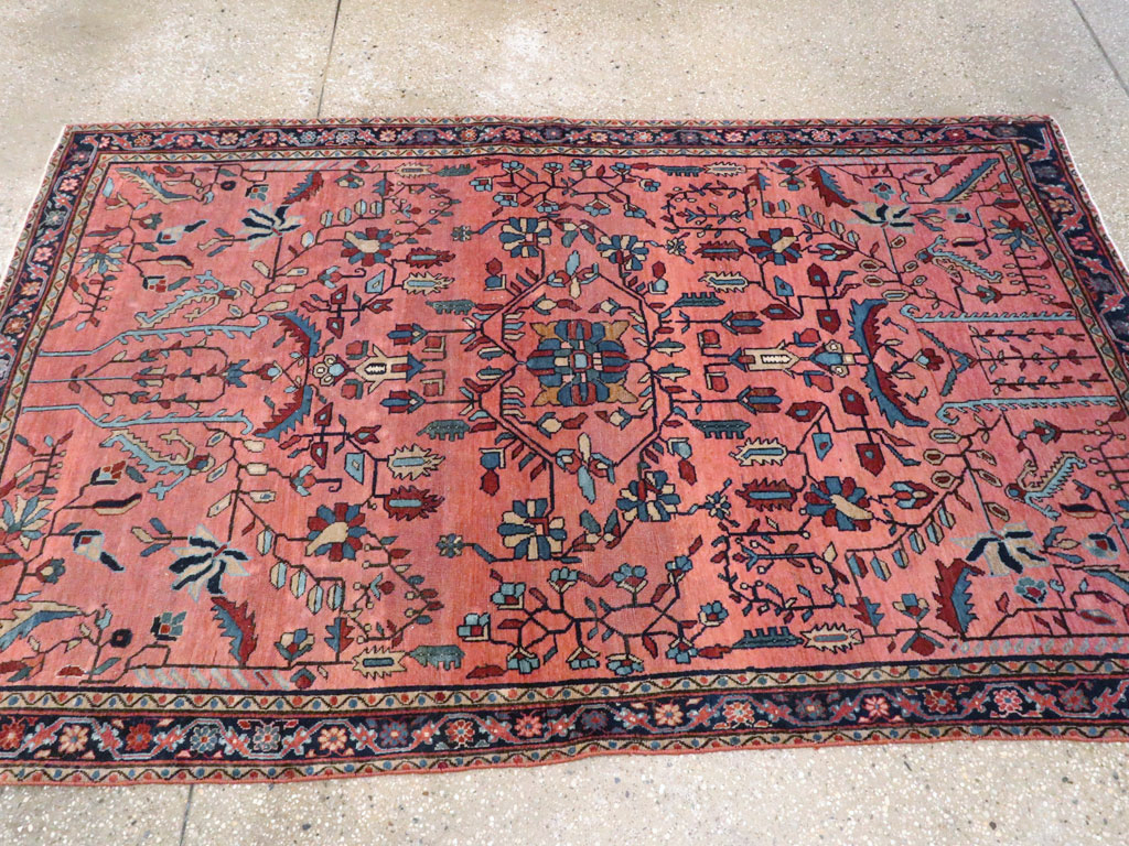 Antique Persian Sarouk Mohajeran Rug, No.11546 - Staging