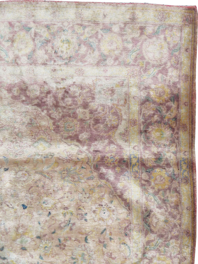 Antique Persian Kashan Silk Carpet, No.11755 - Staging