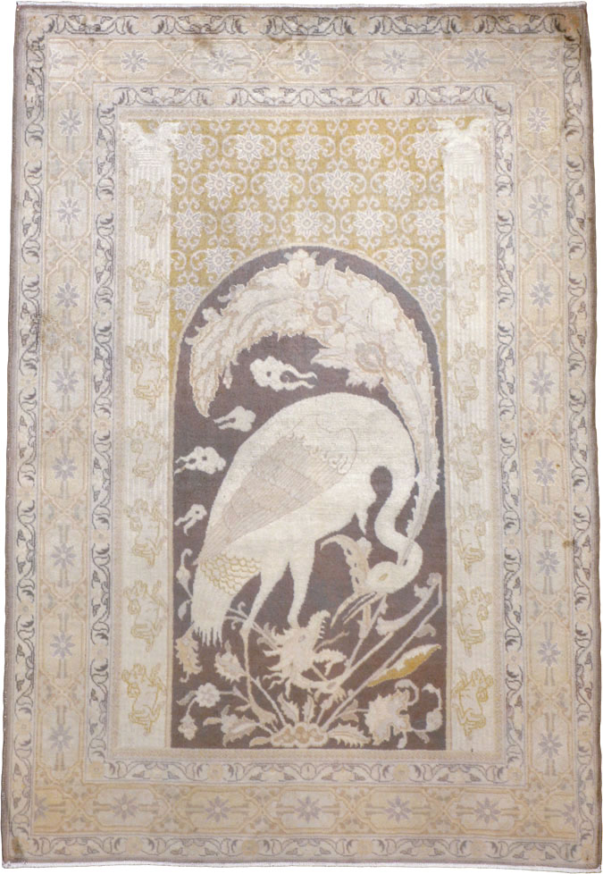 Antique Persian Tabriz Pictorial Rug, No.11823 - Staging