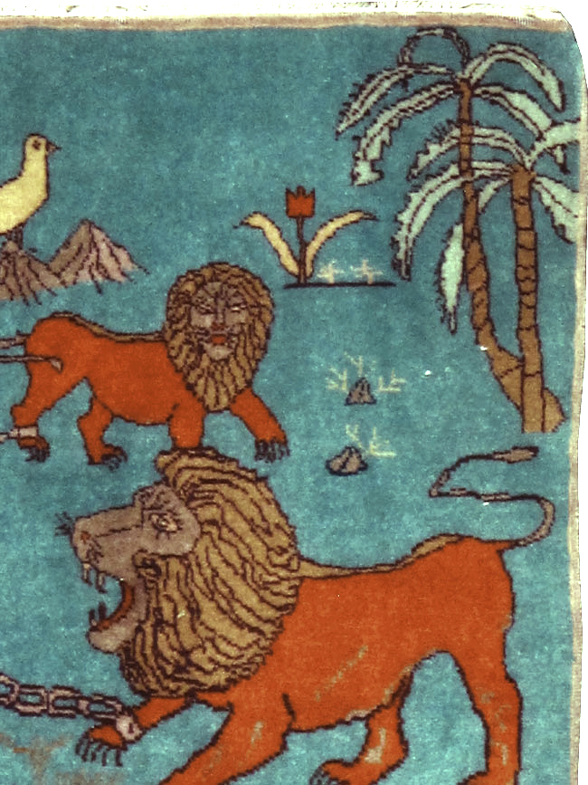 Antique Persian Tabriz Pictorial Rug, No.11827 - Staging