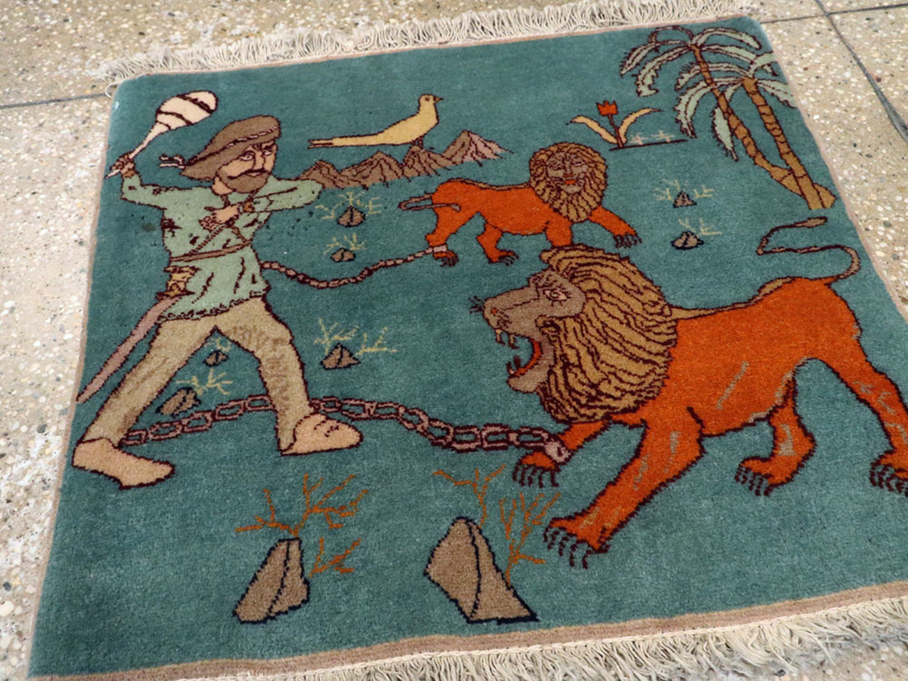 Antique Persian Tabriz Pictorial Rug, No.11827 - Staging