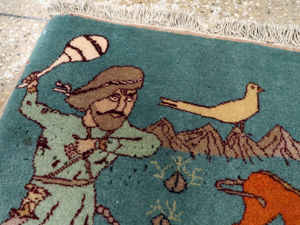 Antique Persian Tabriz Pictorial Rug, No.11827 - Staging