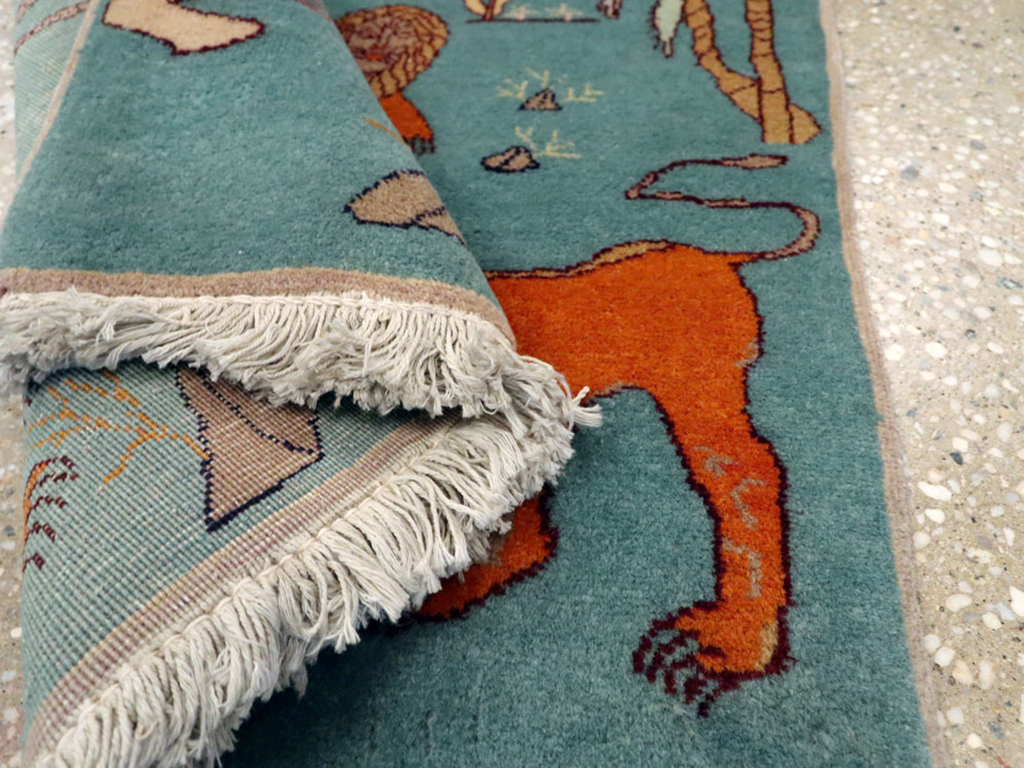 Antique Persian Tabriz Pictorial Rug, No.11827 - Staging