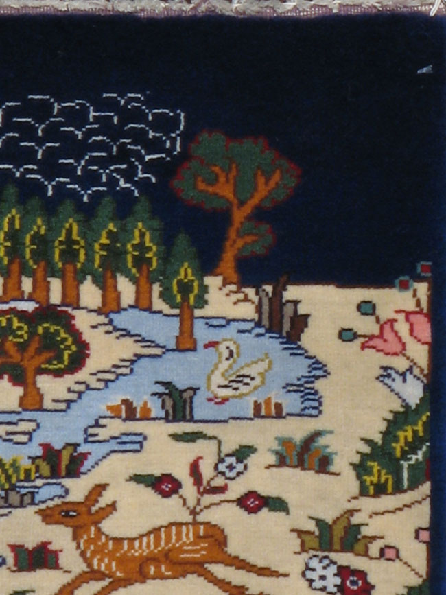 Vintage Persian Tabriz Pictorial Rug, No.11828 - Staging