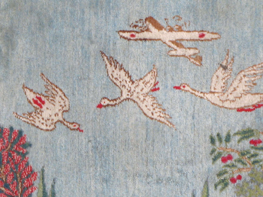 Vintage Persian Tabriz Pictorial Rug, No.11830 - Staging