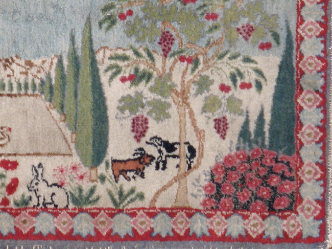 Vintage Persian Tabriz Pictorial Rug, No.11830 - Staging