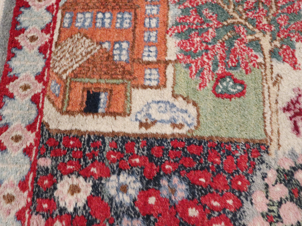 Vintage Persian Tabriz Pictorial Rug, No.11830 - Staging