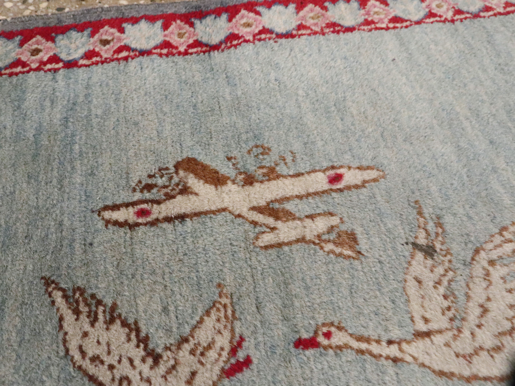 Vintage Persian Tabriz Pictorial Rug, No.11830 - Staging