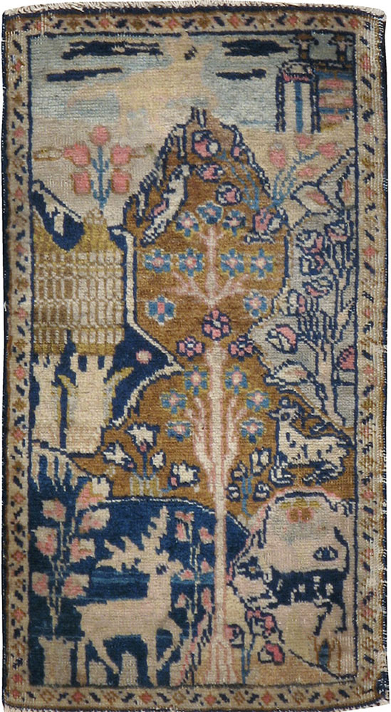 Vintage Persian Tabriz Pictorial Rug (Pair: 1 of 2), No.11831 - Staging