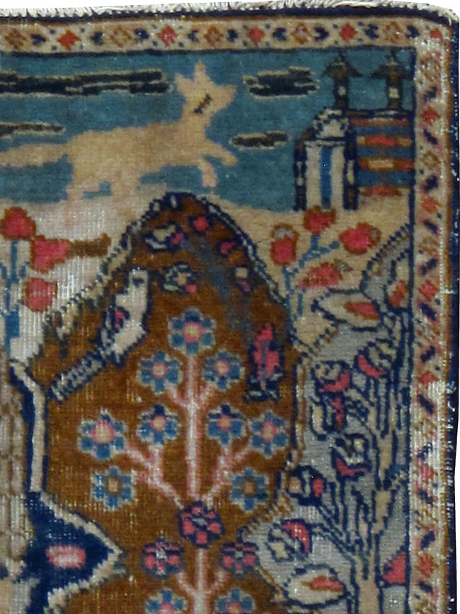 Vintage Persian Tabriz Pictorial Rug (Pair: 2 of 2), No.11832 - Staging