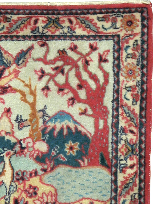 Vintage Persian Tabriz Pictorial Rug (Pair: 1 of 2), No.11834 - Staging