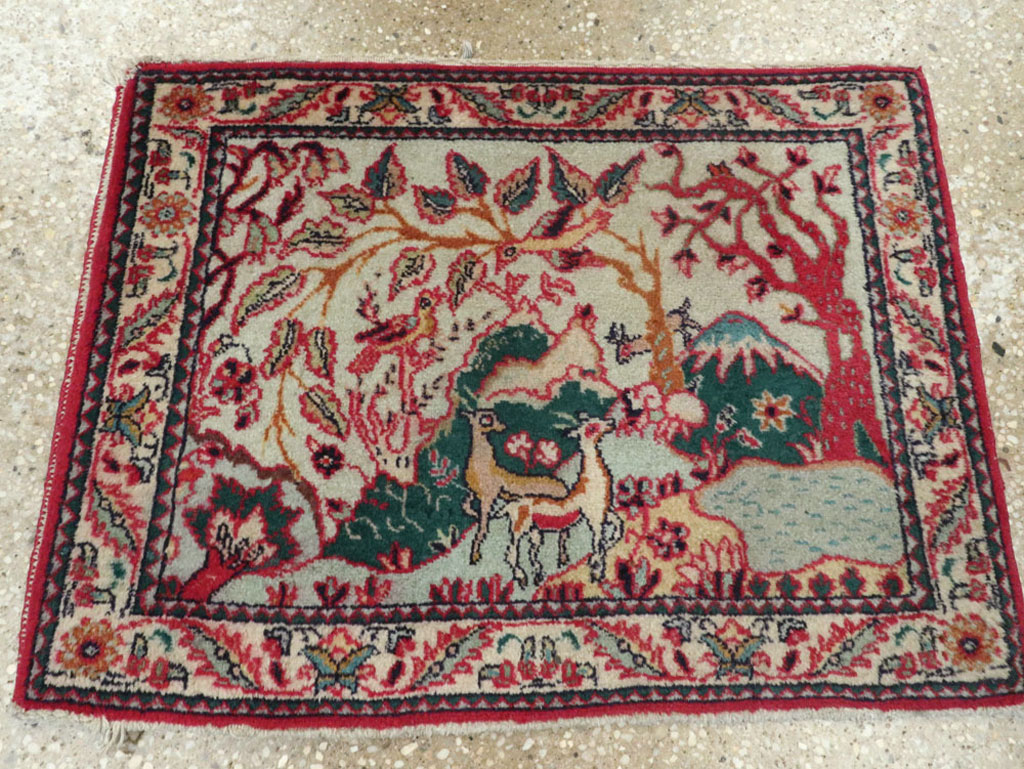 Vintage Persian Tabriz Pictorial Rug (Pair: 1 of 2), No.11834 - Staging