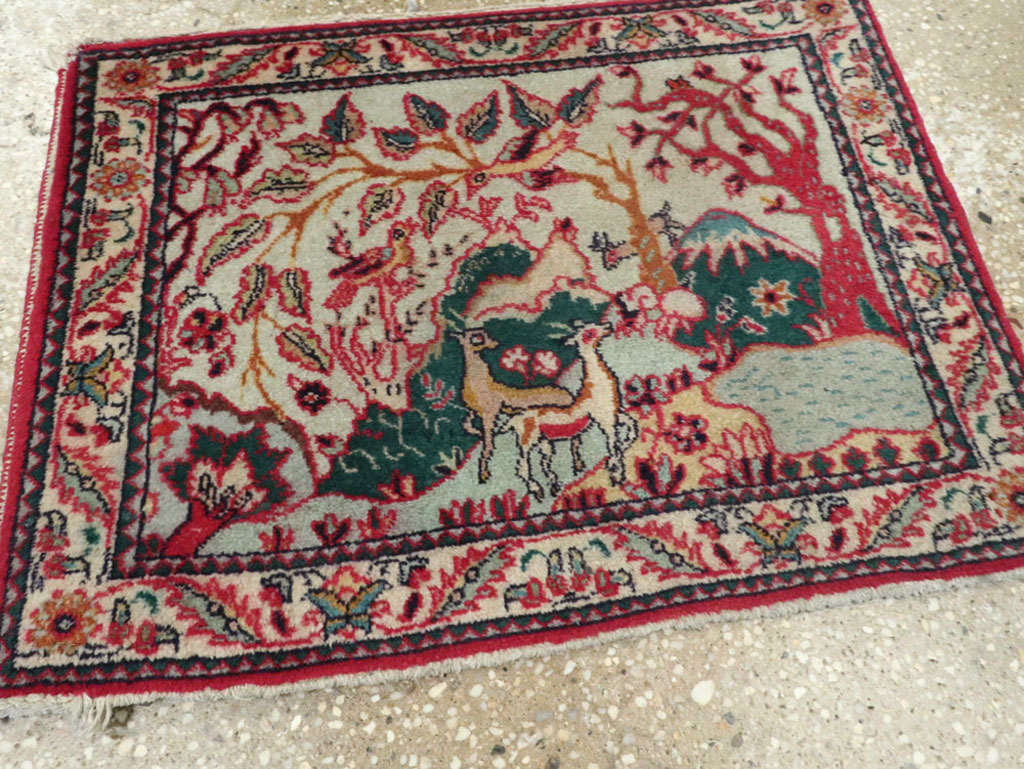 Vintage Persian Tabriz Pictorial Rug (Pair: 1 of 2), No.11834 - Staging