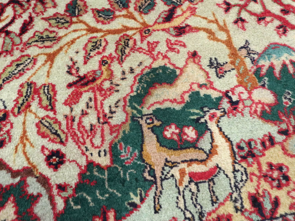 Vintage Persian Tabriz Pictorial Rug (Pair: 1 of 2), No.11834 - Staging