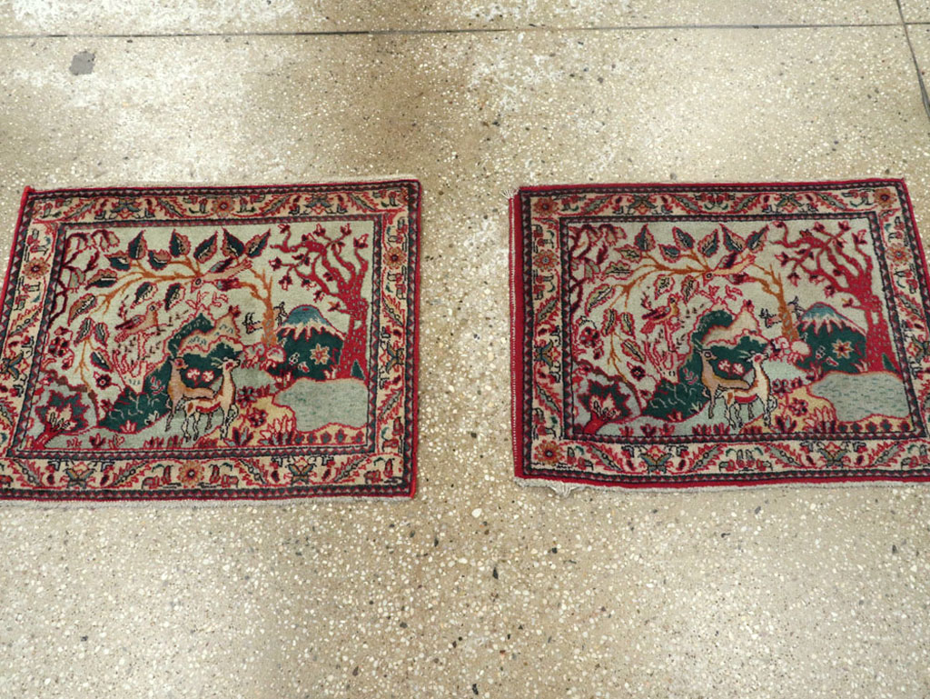 Vintage Persian Tabriz Pictorial Rug (Pair: 1 of 2), No.11834 - Staging