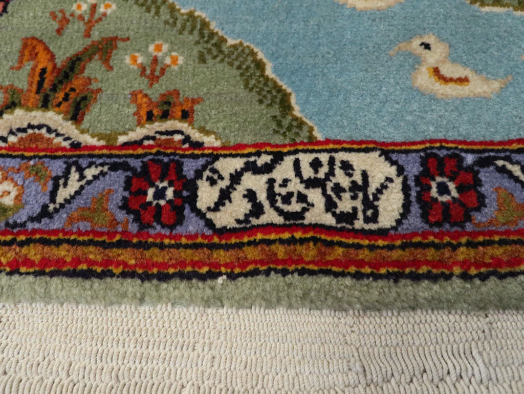 Vintage Persian Tabriz Pictorial Rug, No.11836 - Staging