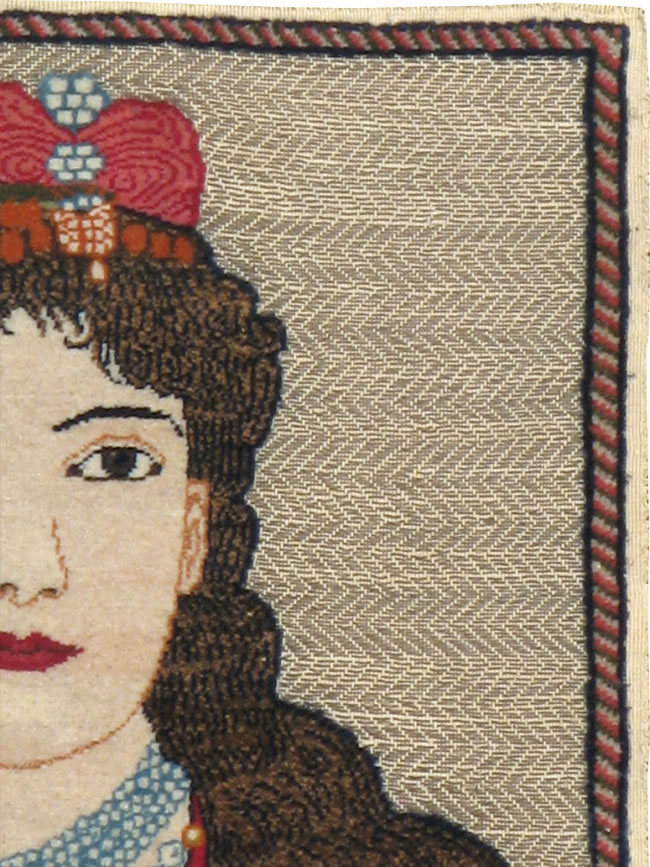 Vintage Persian Tabriz Pictorial Rug, No.11838 - Staging