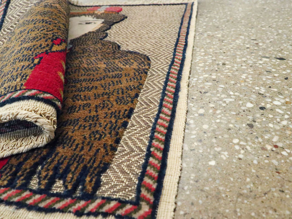 Vintage Persian Tabriz Pictorial Rug, No.11838 - Staging