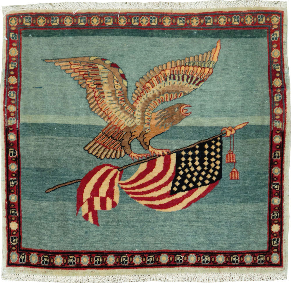 Antique Persian Tabriz Flag Pictorial Rug (Pair: 1 of 2), No.11839 - Staging