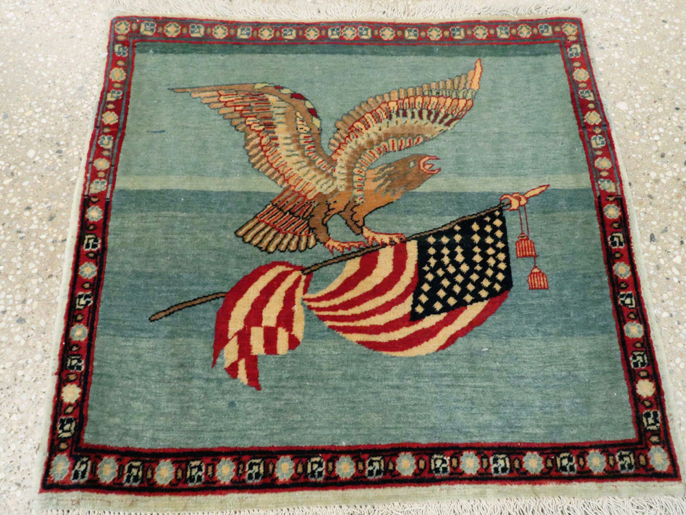 Antique Persian Tabriz Flag Pictorial Rug (Pair: 1 of 2), No.11839 - Staging