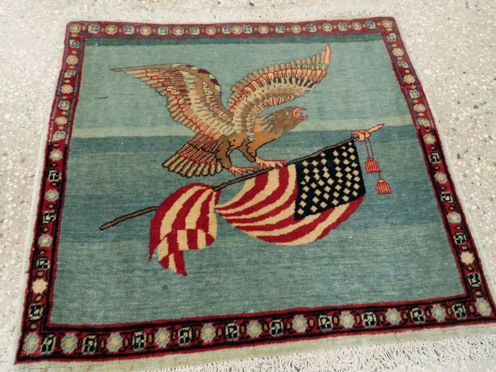 Antique Persian Tabriz Flag Pictorial Rug (Pair: 1 of 2), No.11839 - Staging