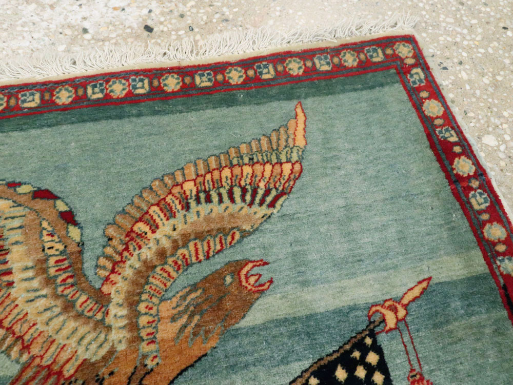 Antique Persian Tabriz Flag Pictorial Rug (Pair: 1 of 2), No.11839 - Staging