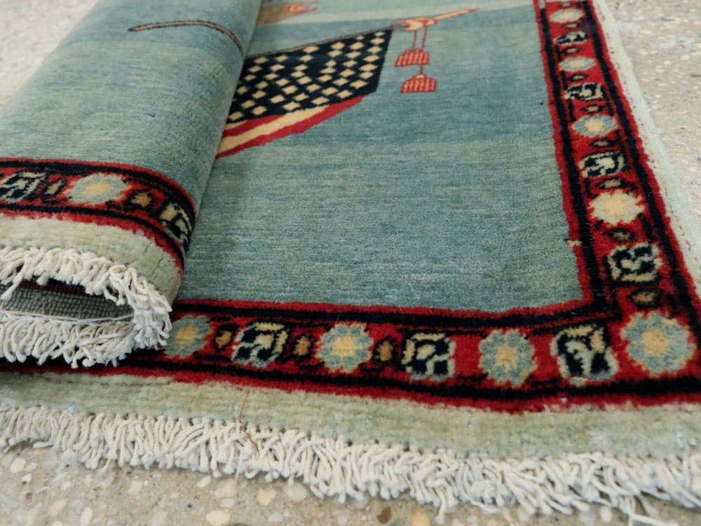 Antique Persian Kashan Flag Pictorial Rug (Pair: 2 of 2), No.11840 - Staging