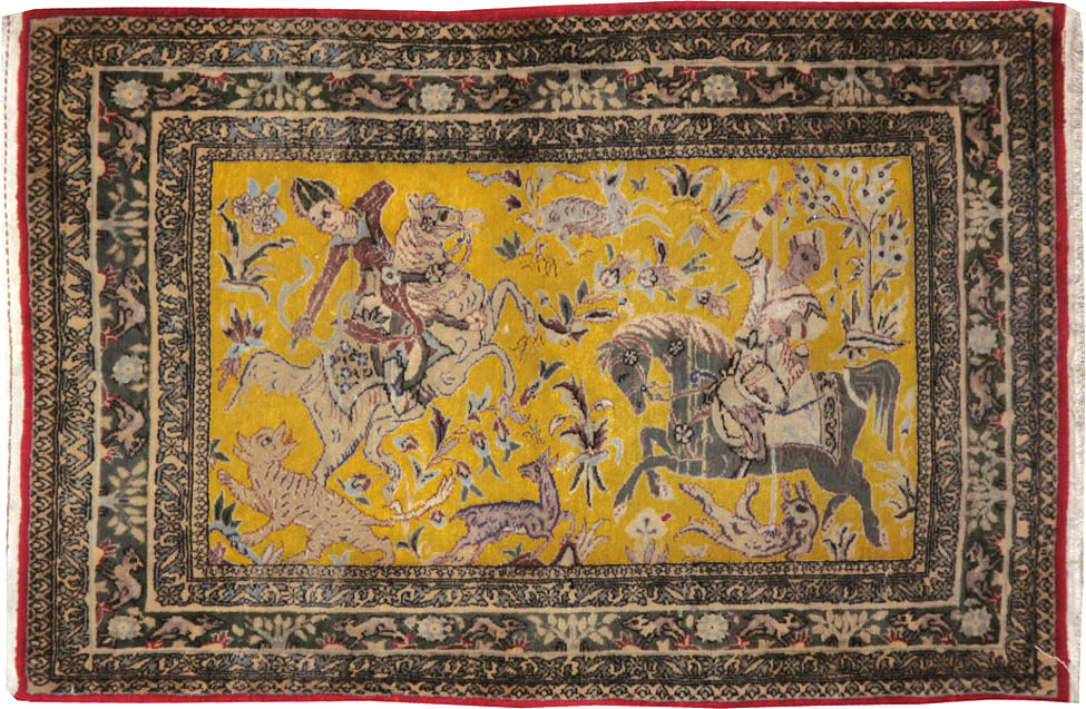 Antique Persian Tabriz Pictorial Rug, No.11841 - Staging