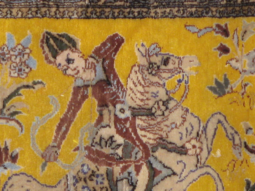 Antique Persian Tabriz Pictorial Rug, No.11841 - Staging