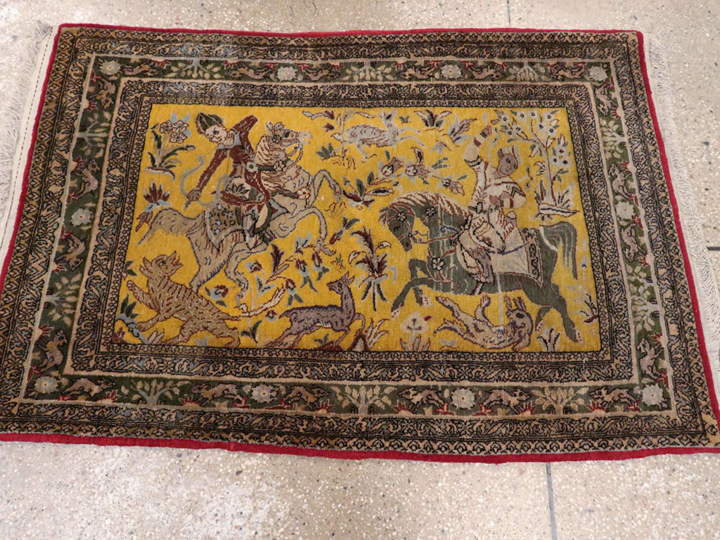 Antique Persian Tabriz Pictorial Rug, No.11841 - Staging