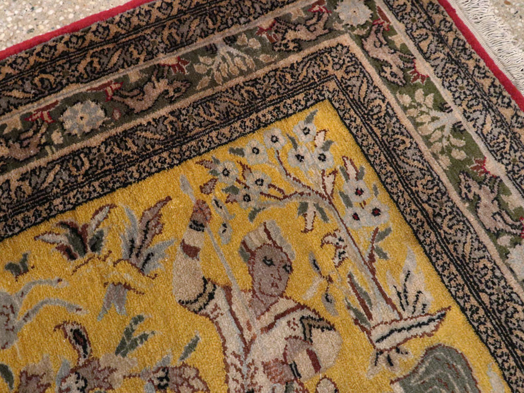 Antique Persian Tabriz Pictorial Rug, No.11841 - Staging