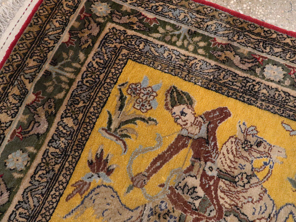 Antique Persian Tabriz Pictorial Rug, No.11841 - Staging