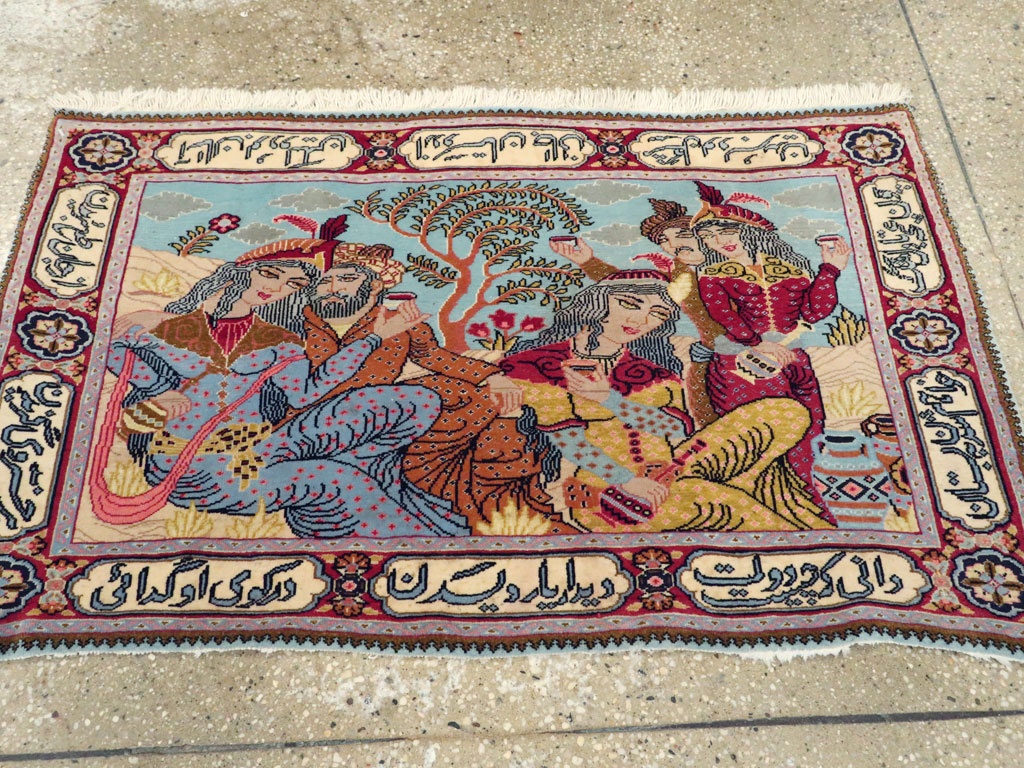 Vintage Persian Tabriz Pictorial Rug (Pair: 1 of 2), No.11842 - Staging